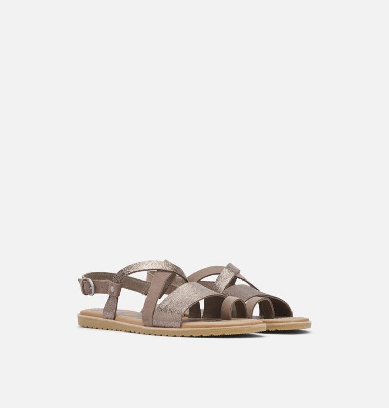 Sandalias Sorel Mujer - Ella™ Criss Cross Flat Marrones - 26519-ZALB